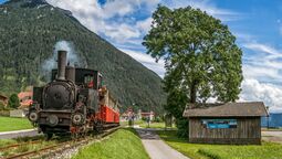 the Achensee steam cog railway - shortly after the centre of Maurach in the direction of Seespitz